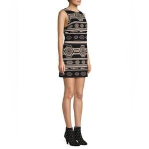 Alice + Olivia Black White Cotton Southwest Print Clyde Shift Dress Size 8/M